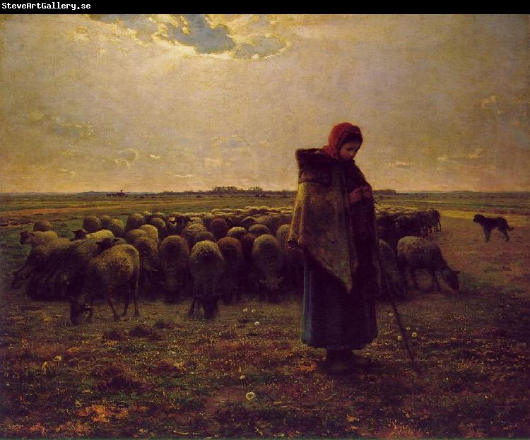 Jean-Franc Millet Shepherdess with her flock